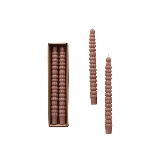 Hello Honey 10" Tan Unscented Pumpkin Shaped Taper Candles, 2ct.
